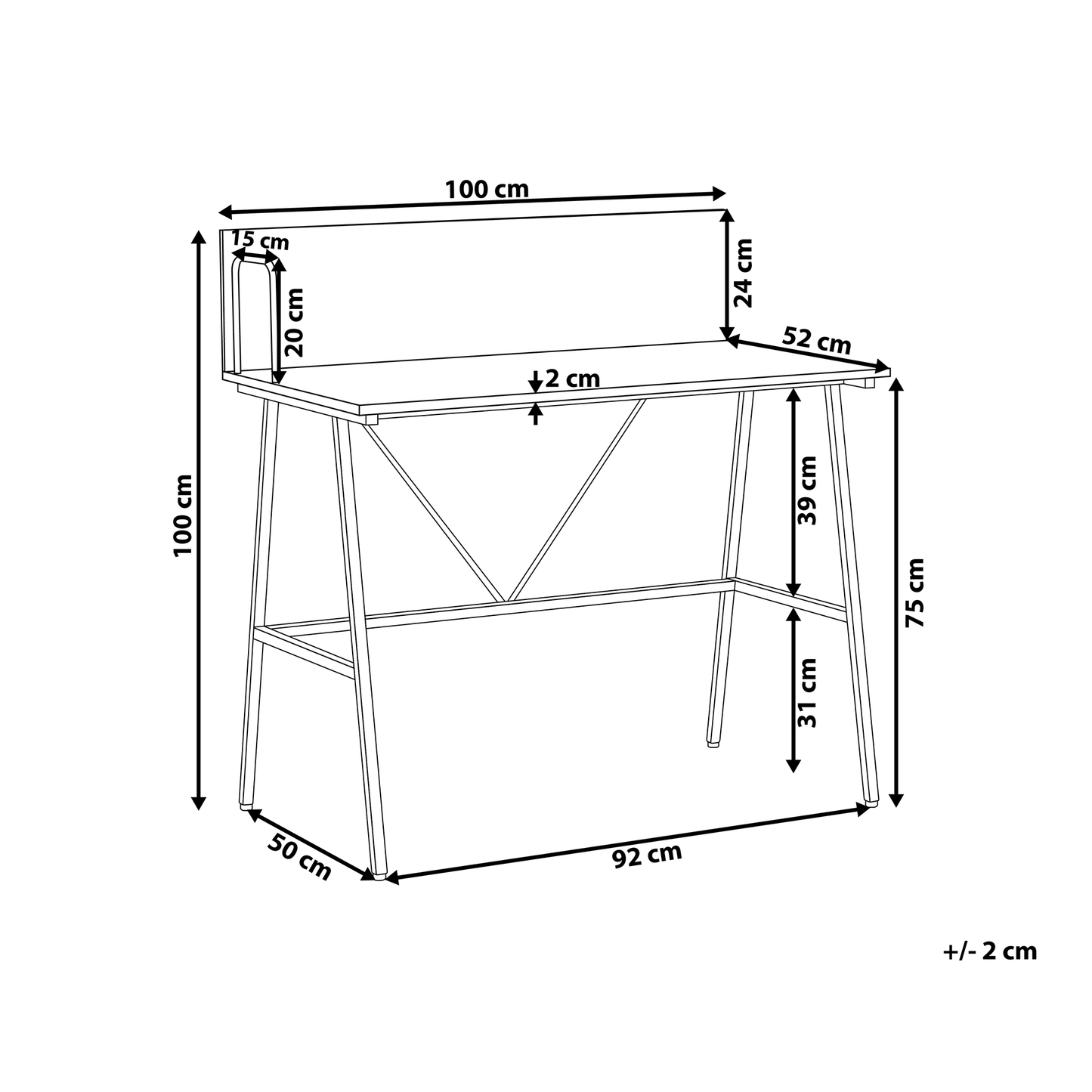 Home Office Desk With Dark Brown Wood Like Top 100 By 50cm And Black Powder Coated Metal Frame