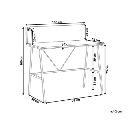 Home Office Desk With Dark Brown Wood Like Top 100 By 50cm And Black Powder Coated Metal Frame