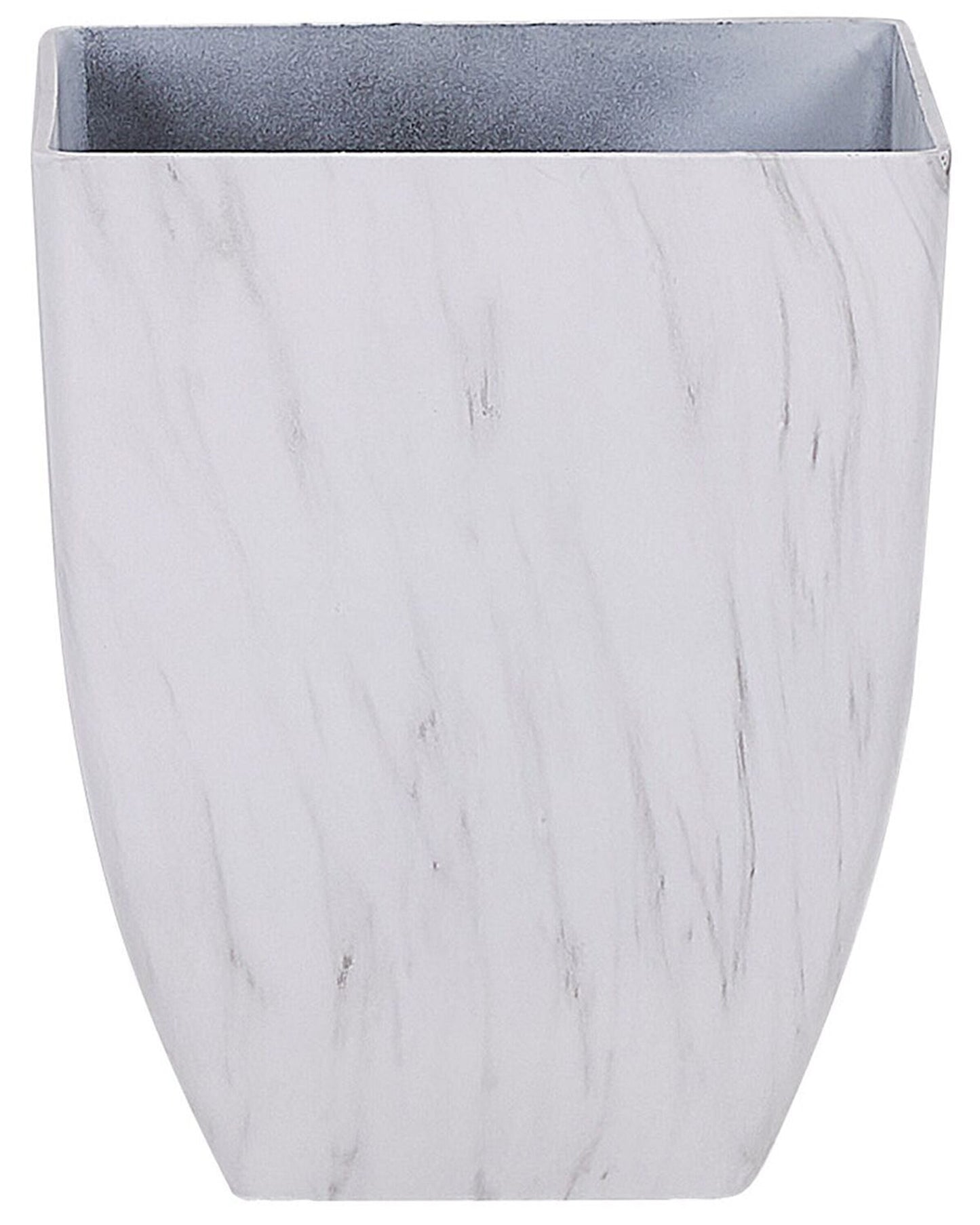 Marble Effect Square Plant Pot 35 x 42cm White Stone Mixture Modern Design Indoor Outdoor
