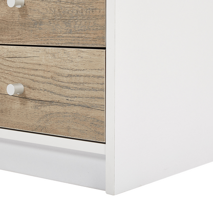 Home Office Computer Desk White Frame With Light Wood Top 140 x 60cm And Drawers
