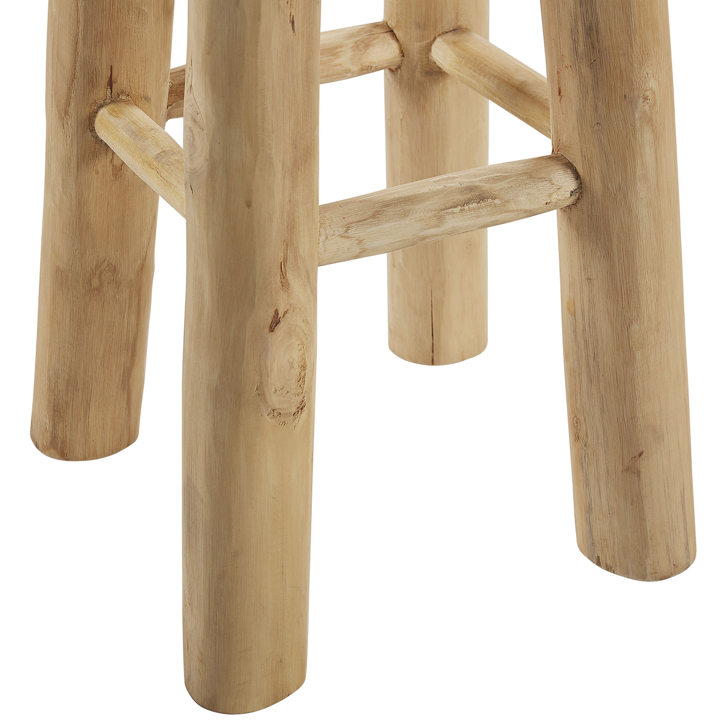 Heritage Bar Stool Lambskin Leather Teak Wood Legs Rustic Tall
