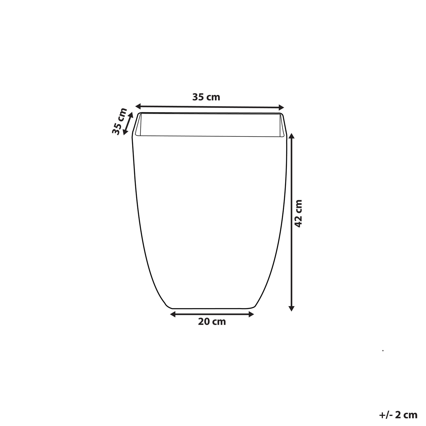 Marble Effect Square Plant Pot 35 x 42cm White Stone Mixture Modern Design Indoor Outdoor