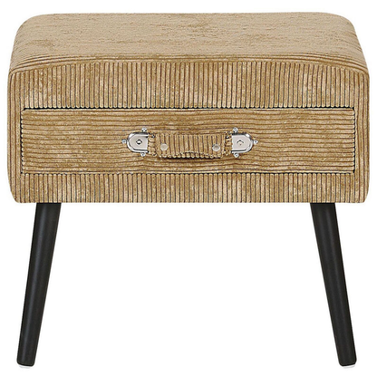 Side Table Beige Corduroy Black Legs 46 x 50 x 35cm Storage