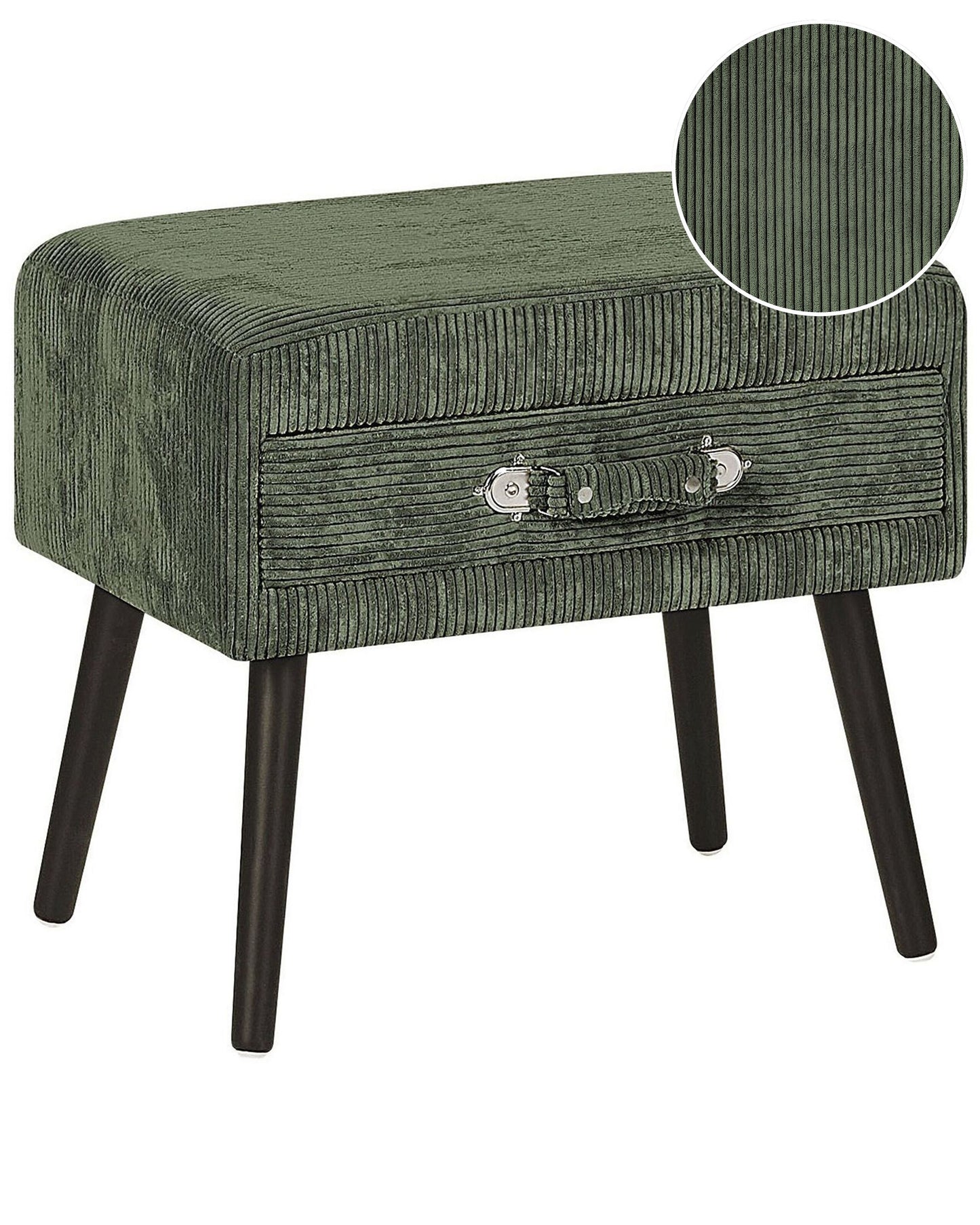 Side Table With Storage Corduroy Dark Green 46 x 50 x 35cm