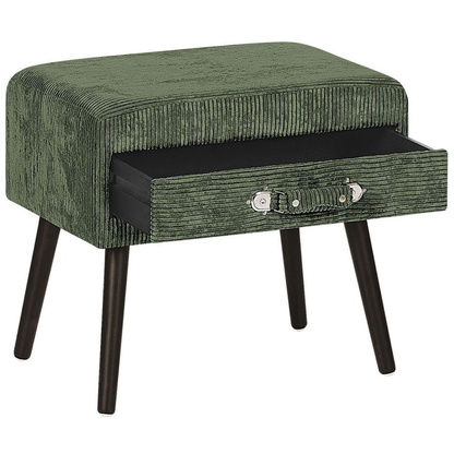 Side Table With Storage Corduroy Dark Green 46 x 50 x 35cm