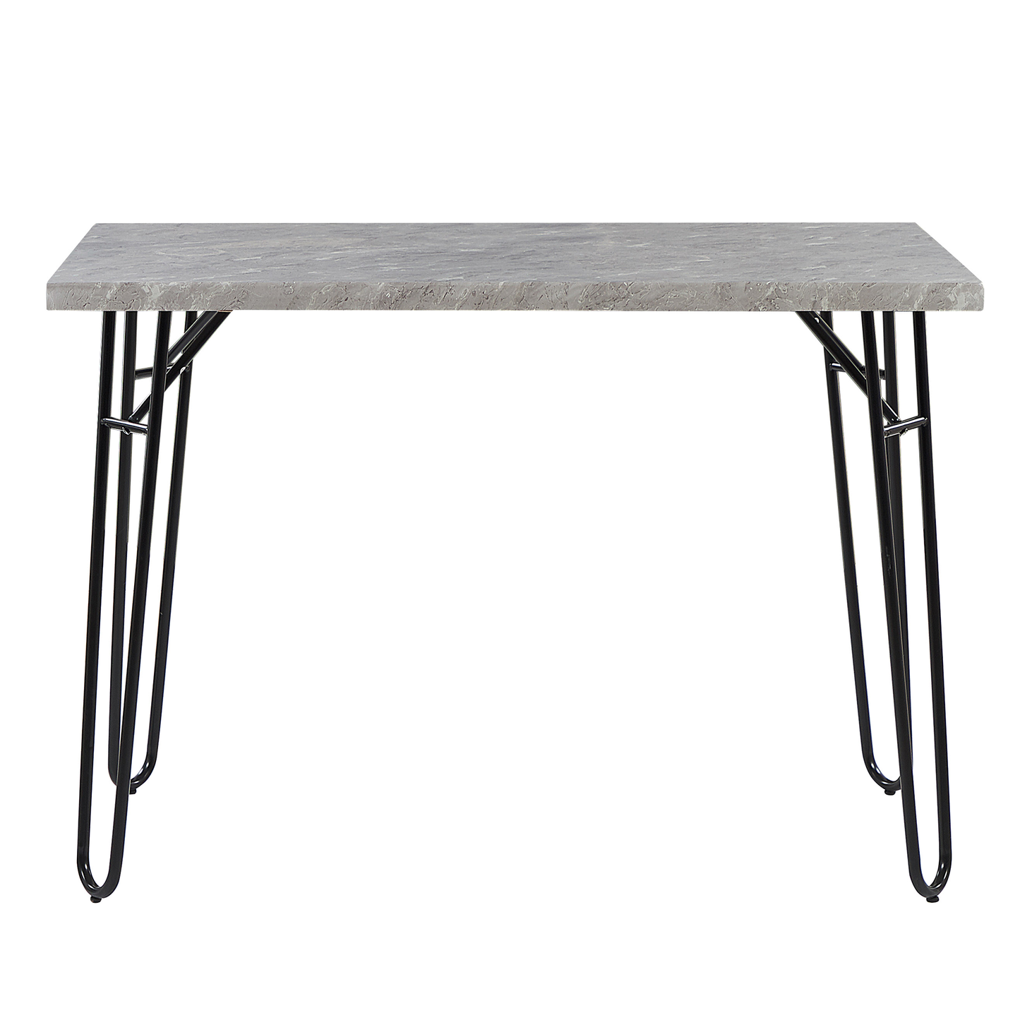 Dining Set Gray And Black Marble Veneer Top With 2 Benches