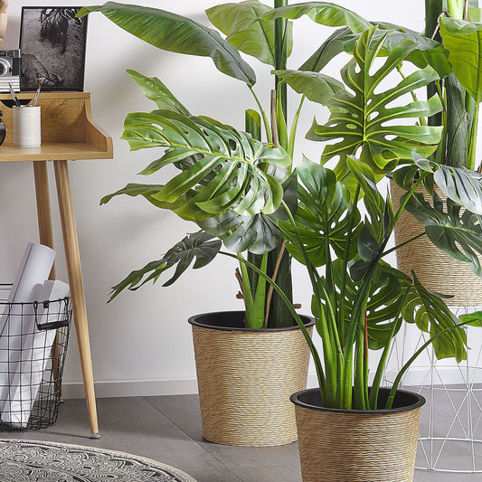 Artificial Potted Monstera Plant 113cm Green Black Decorative Indoor Accessory