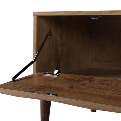 Dark Brown TV Stand For 75 Inch Televisions With Two Cabinets And Wide Top Shelf