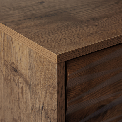 Dark Brown TV Stand For 75 Inch Televisions With Two Cabinets And Wide Top Shelf