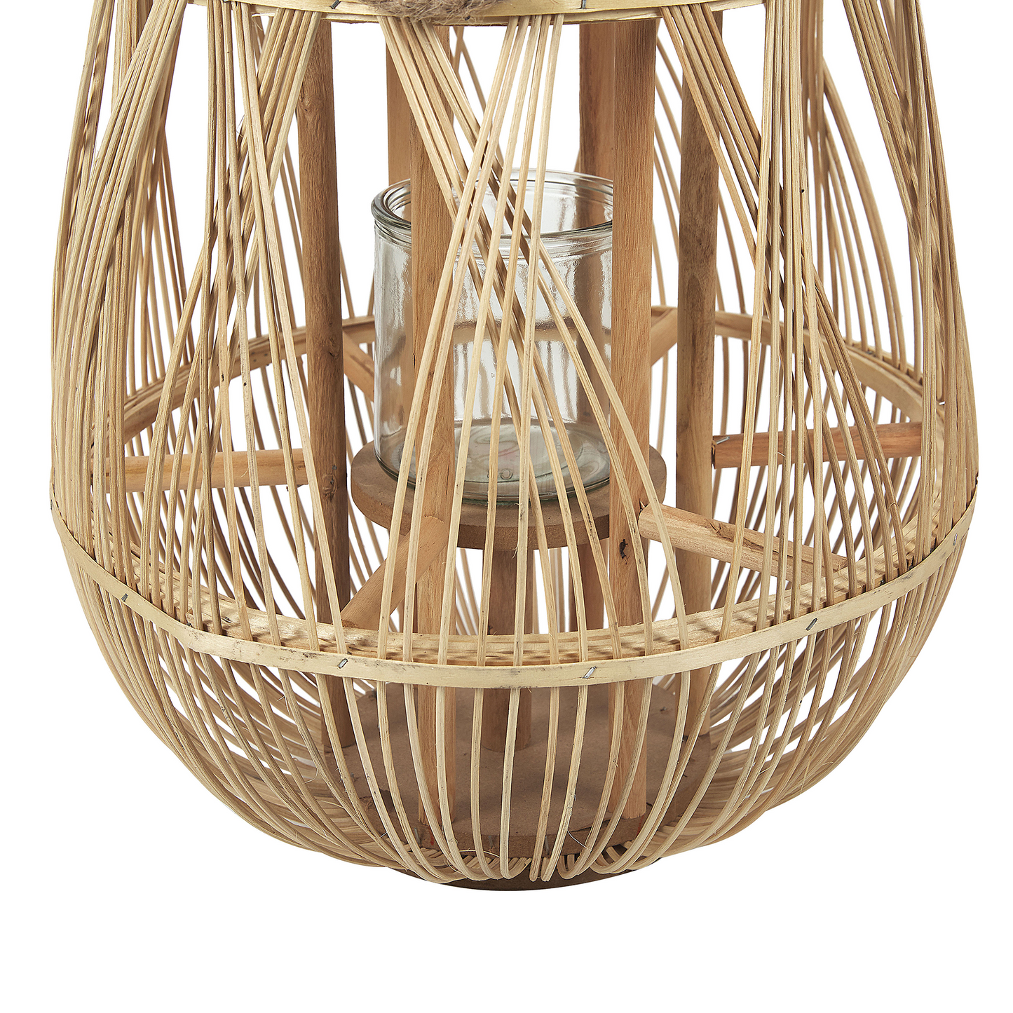 Lantern Light Bamboo Wood Glass Candle Holder Scandinavian Boho 77cm