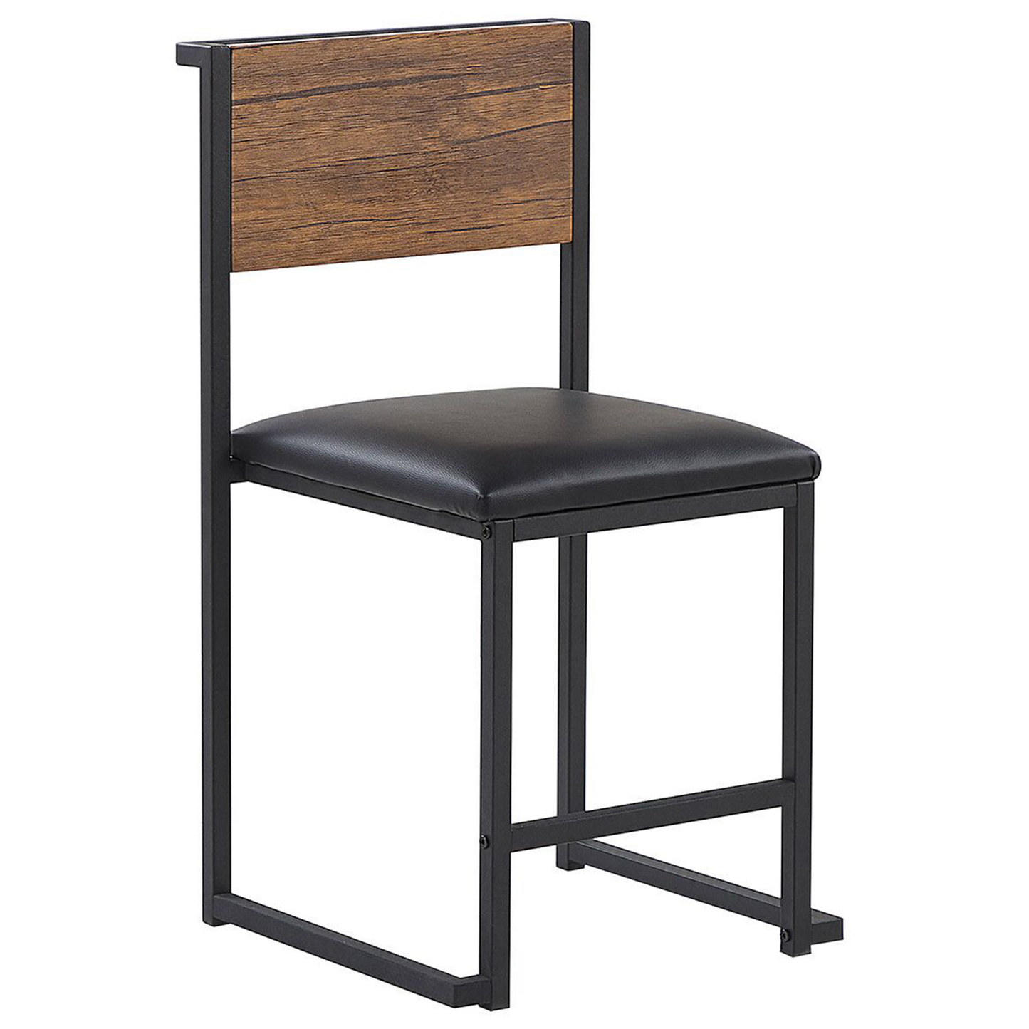 Modern Industrial Dining Set 110 x 70cm Dark Brown Top With Black Steel Legs 4 Upholstered Chairs