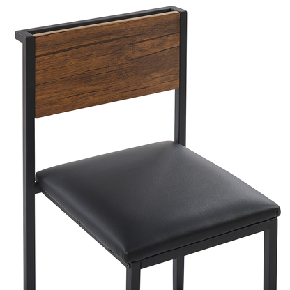 Modern Industrial Dining Set 110 x 70cm Dark Brown Top With Black Steel Legs 4 Upholstered Chairs