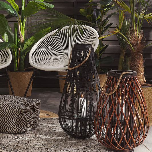 Lantern Brown 60cm Rope Handle Candle Holder