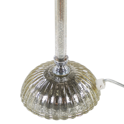 Table Lamp Silver Base White Empire Shade Glass Accents