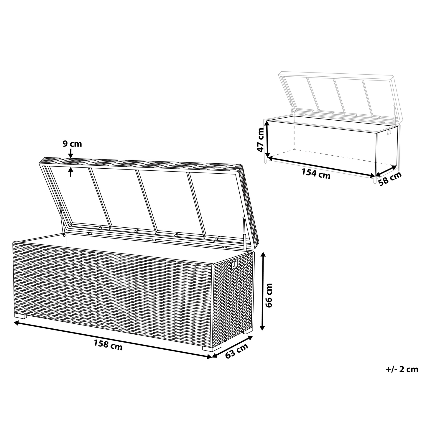 White Faux Outdoor Storage Box 158 x 63cm