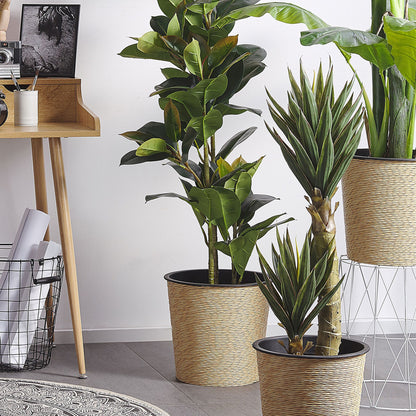 Aloe Vera Faux Plant 90cm Green and Black Boho Planter