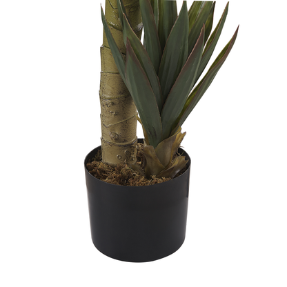 Aloe Vera Faux Plant 90cm Green and Black Boho Planter