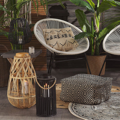 Lantern Candle Holder 40cm Black Boho Style