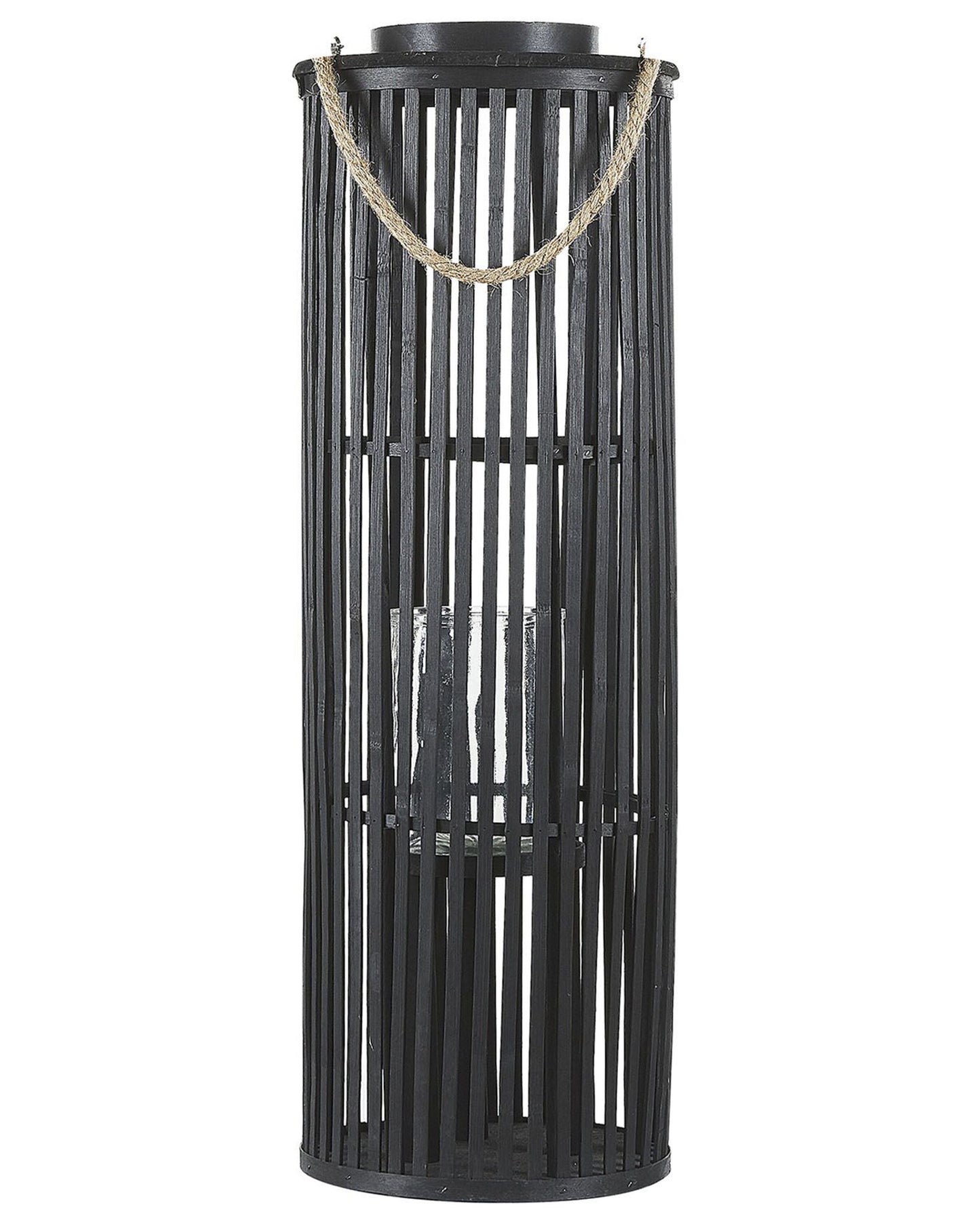 Willow Wood Lantern 80cm Black Candle Holder Boho Style