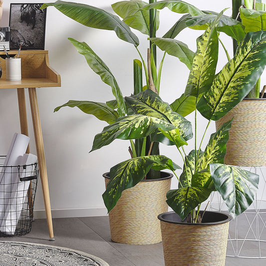 Living Dieffenbachia Potted Artificial Plant 122cm Green and Black Synthetic Indoor Decor