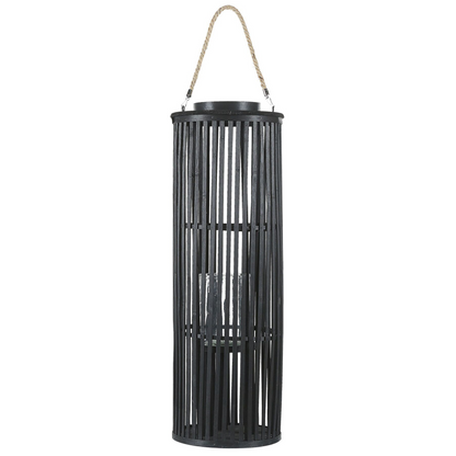 Willow Wood Lantern 80cm Black Candle Holder Boho Style