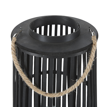 Willow Wood Lantern 80cm Black Candle Holder Boho Style