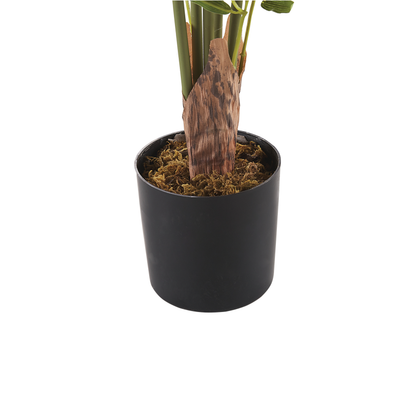 Artificial Potted Bamboo Plant 100cm Tall Green And Black Synthetic Indoor Decor