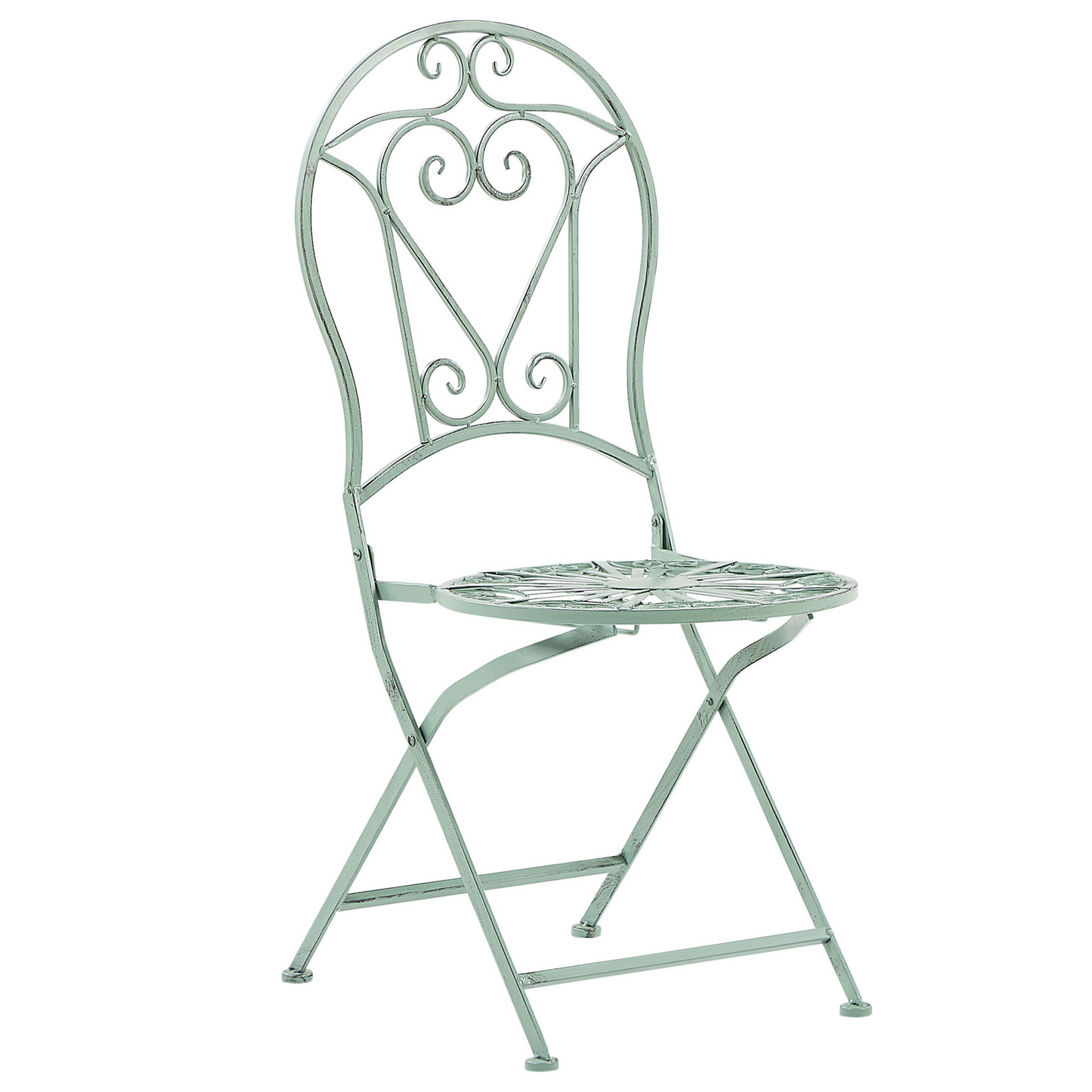 Outdoor Set Of 2 Green Powder Coated Metal Chairs Vintage Style For Patio