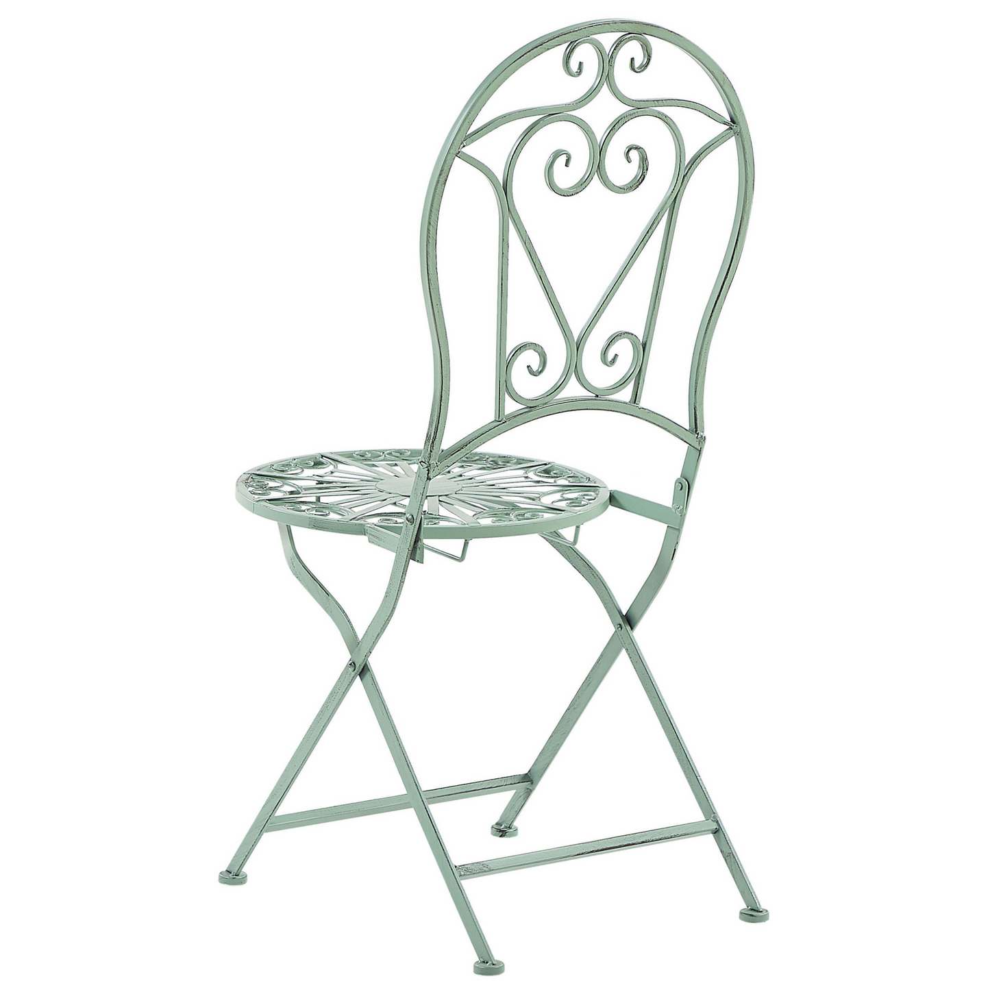 Outdoor Set Of 2 Green Powder Coated Metal Chairs Vintage Style For Patio