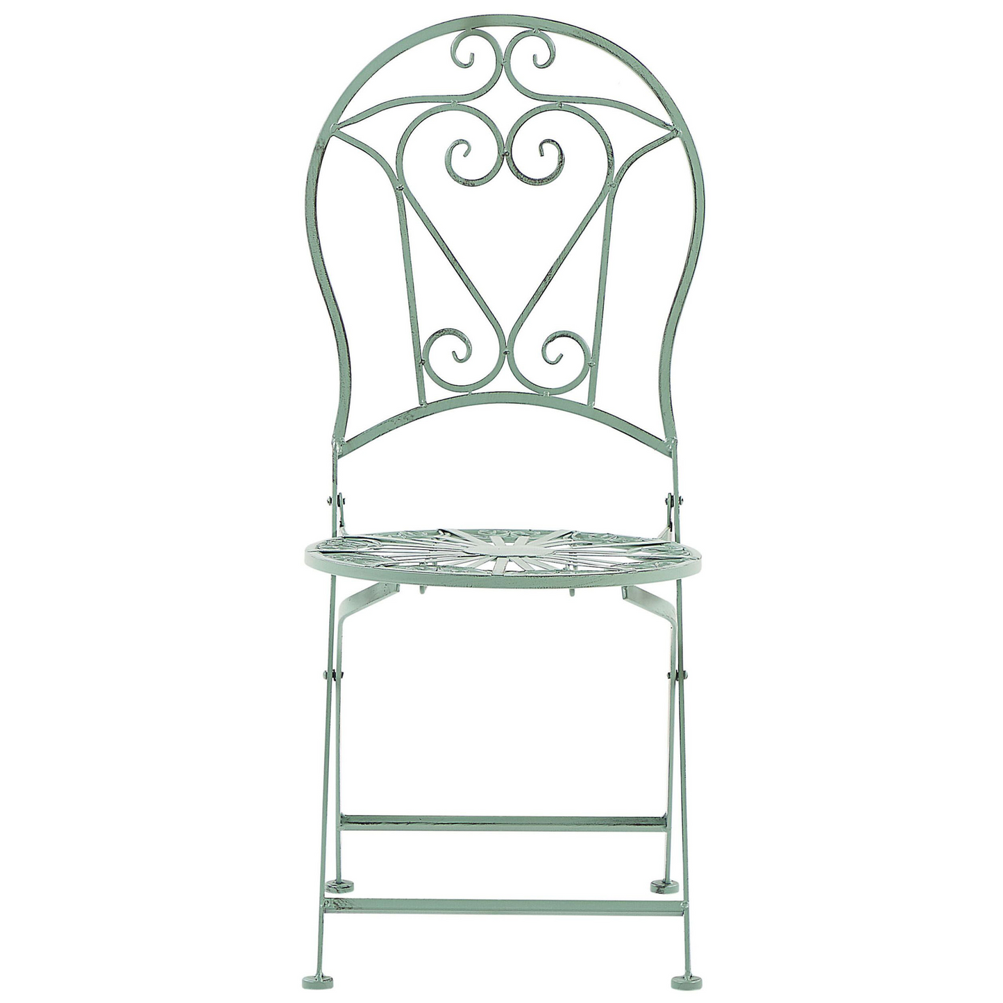 Outdoor Set Of 2 Green Powder Coated Metal Chairs Vintage Style For Patio