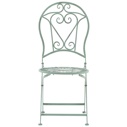 Outdoor Set Of 2 Green Powder Coated Metal Chairs Vintage Style For Patio