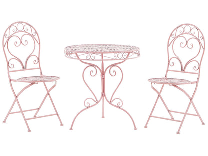 Pink Garden Bistro Set 3 Piece Metal Powder Coated