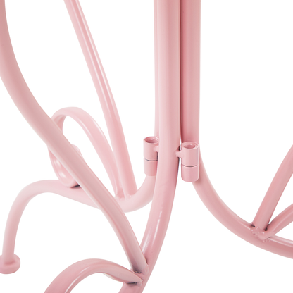 Pink Powder Coat Outdoor Bistro Table With Scrollwork