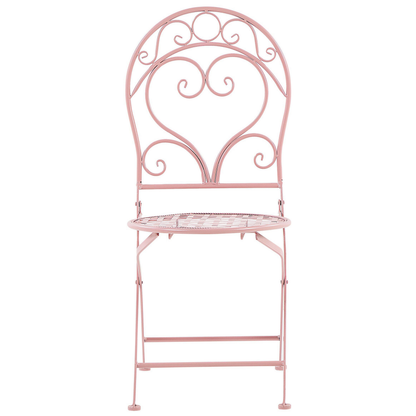 Pink Outdoor Chairs Set Vintage Scrollback Iron 2-Pack