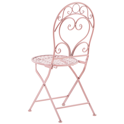 Pink Outdoor Chairs Set Vintage Scrollback Iron 2-Pack