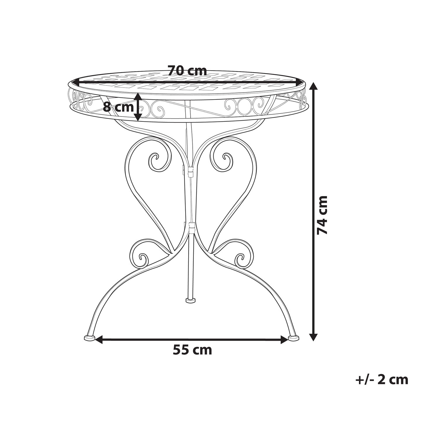 Pink Powder Coat Outdoor Bistro Table With Scrollwork
