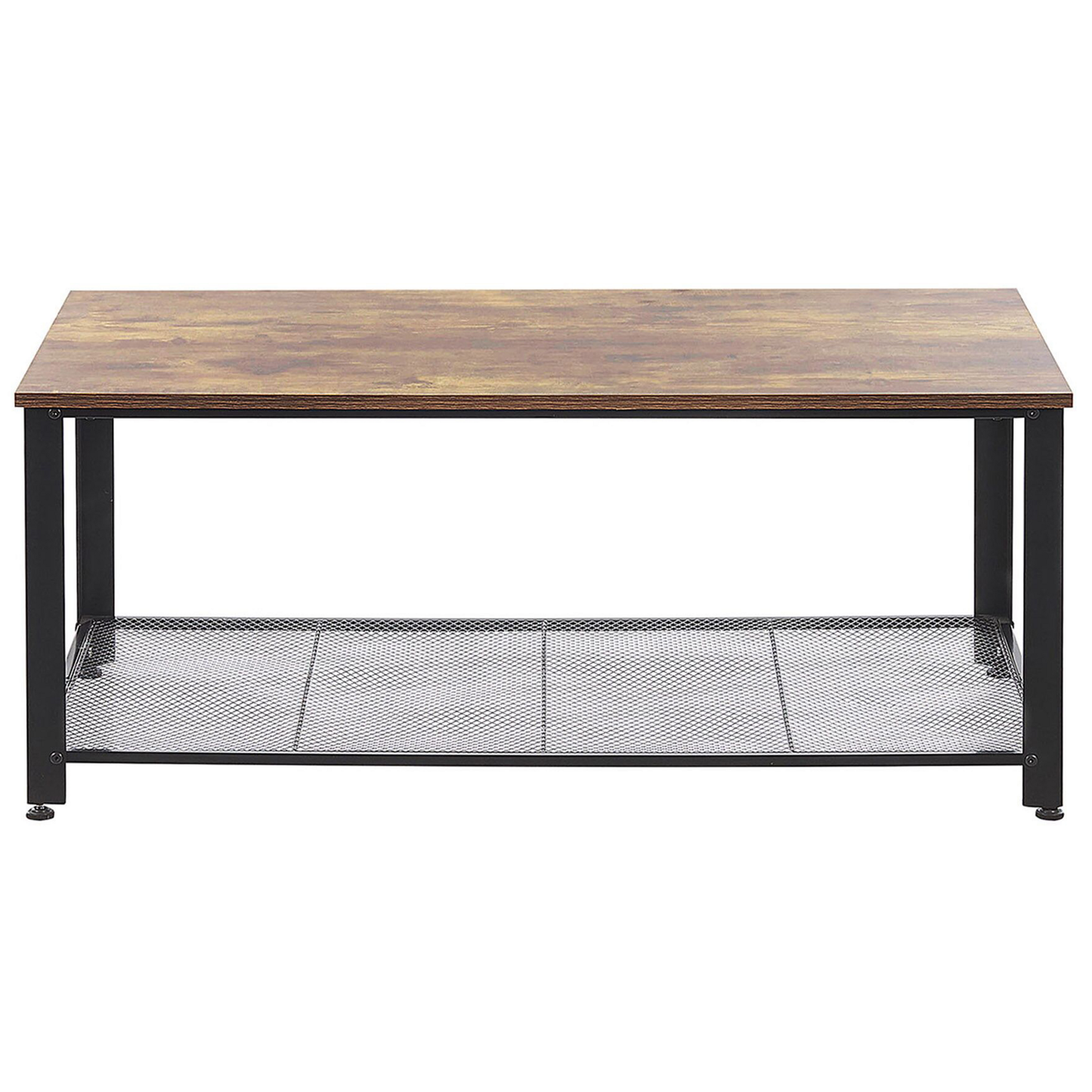 Industrial Coffee Table Dark Brown Top Black Metal Frame