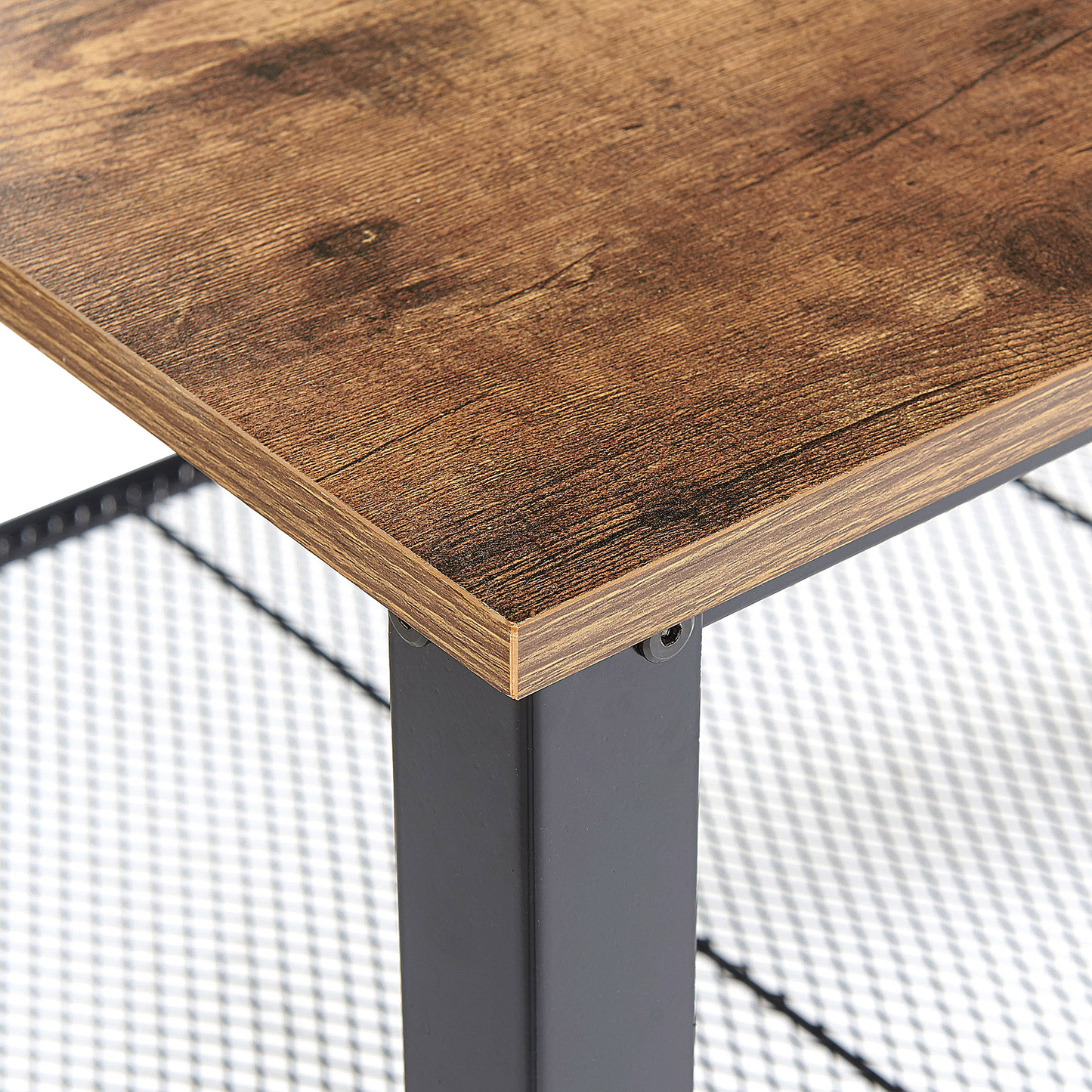 Industrial Coffee Table Dark Brown Top Black Metal Frame