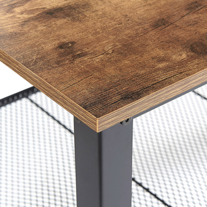 Industrial Coffee Table Dark Brown Top Black Metal Frame