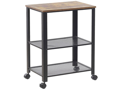 Trolley Black Pine Wood 40L X 50W X 86H cm Wheels