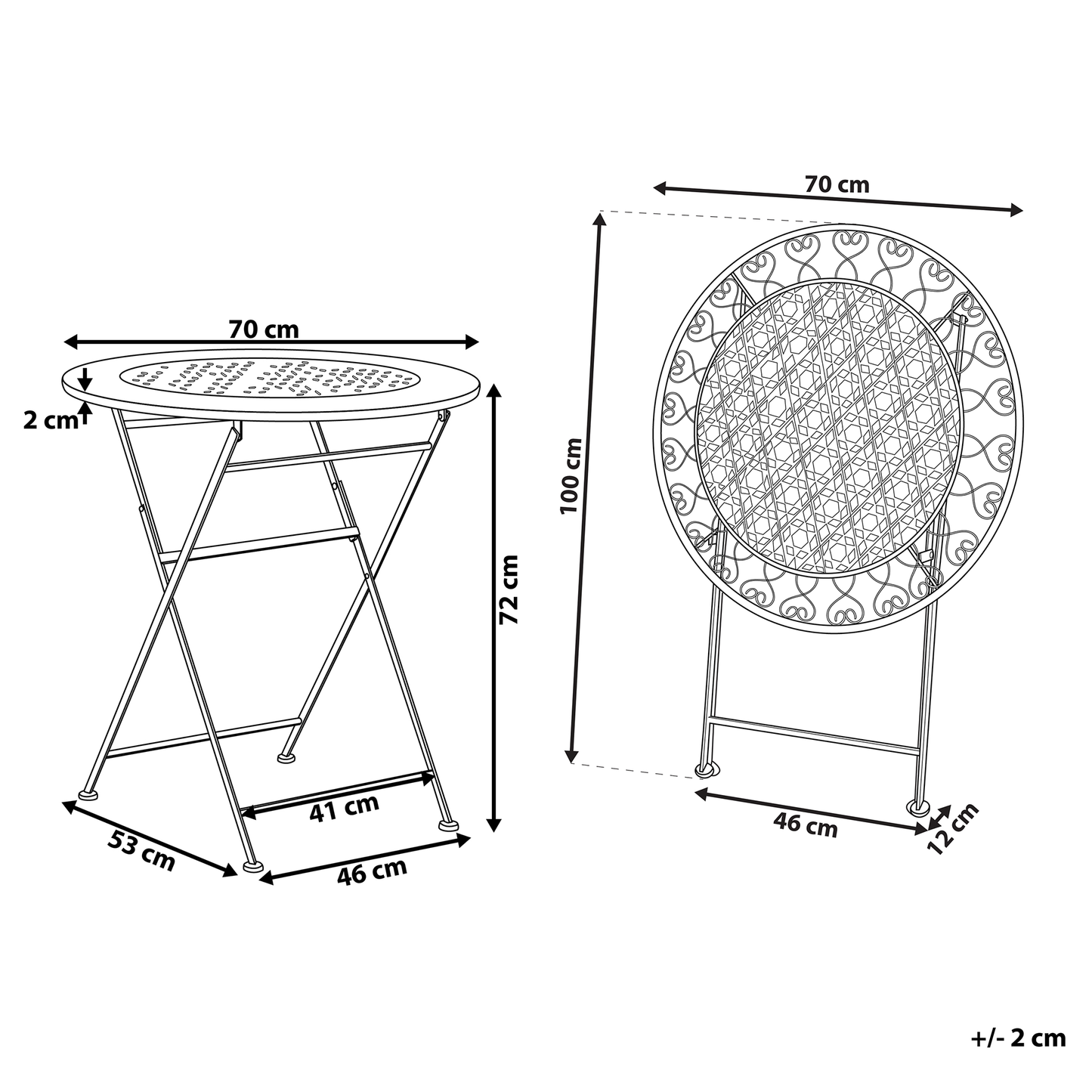 Astra Living Garden Bistro Table Beige Metal Round Shabby Chic French