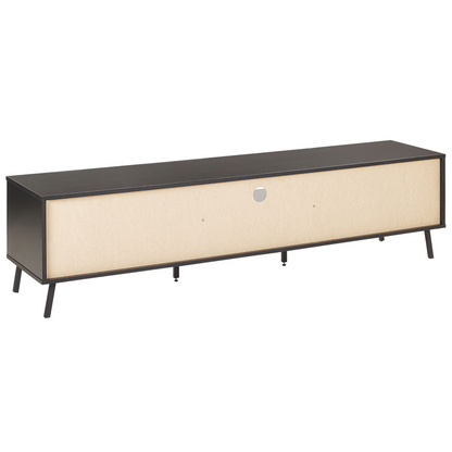 Industrial TV Stand Up To 75 Inch TV, Concrete Look Finish With Black Metal Legs, 1 Drawer 2 Cabinets
