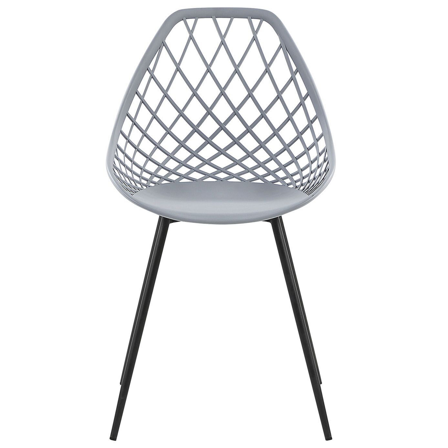 Set Of 2 Dining Chairs Grey Net Back Black Legs