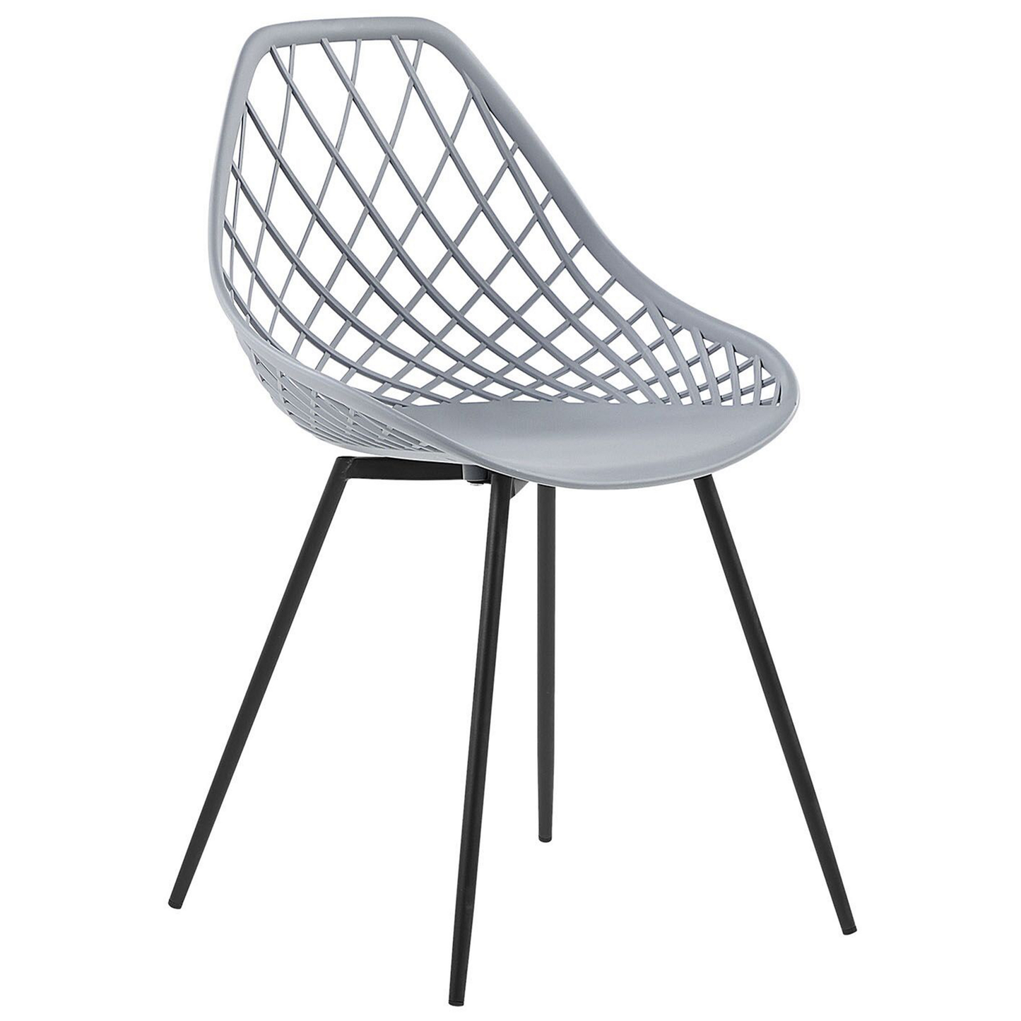 Set Of 2 Dining Chairs Grey Net Back Black Legs