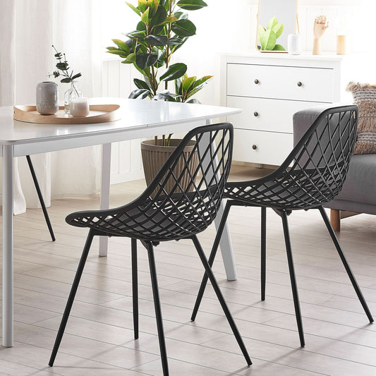 Black Net Back Dining Chairs Set Of 2