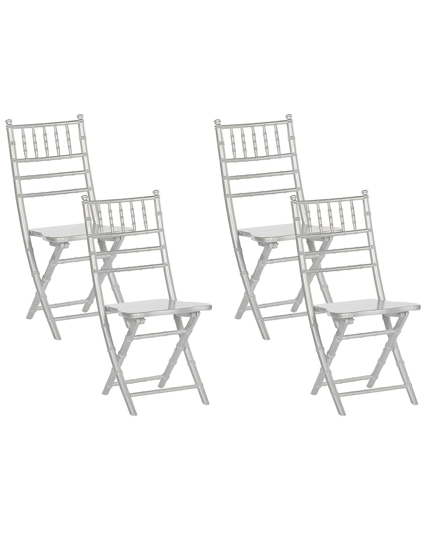 4 Pack Folding Chairs Beechwood Silver Finish