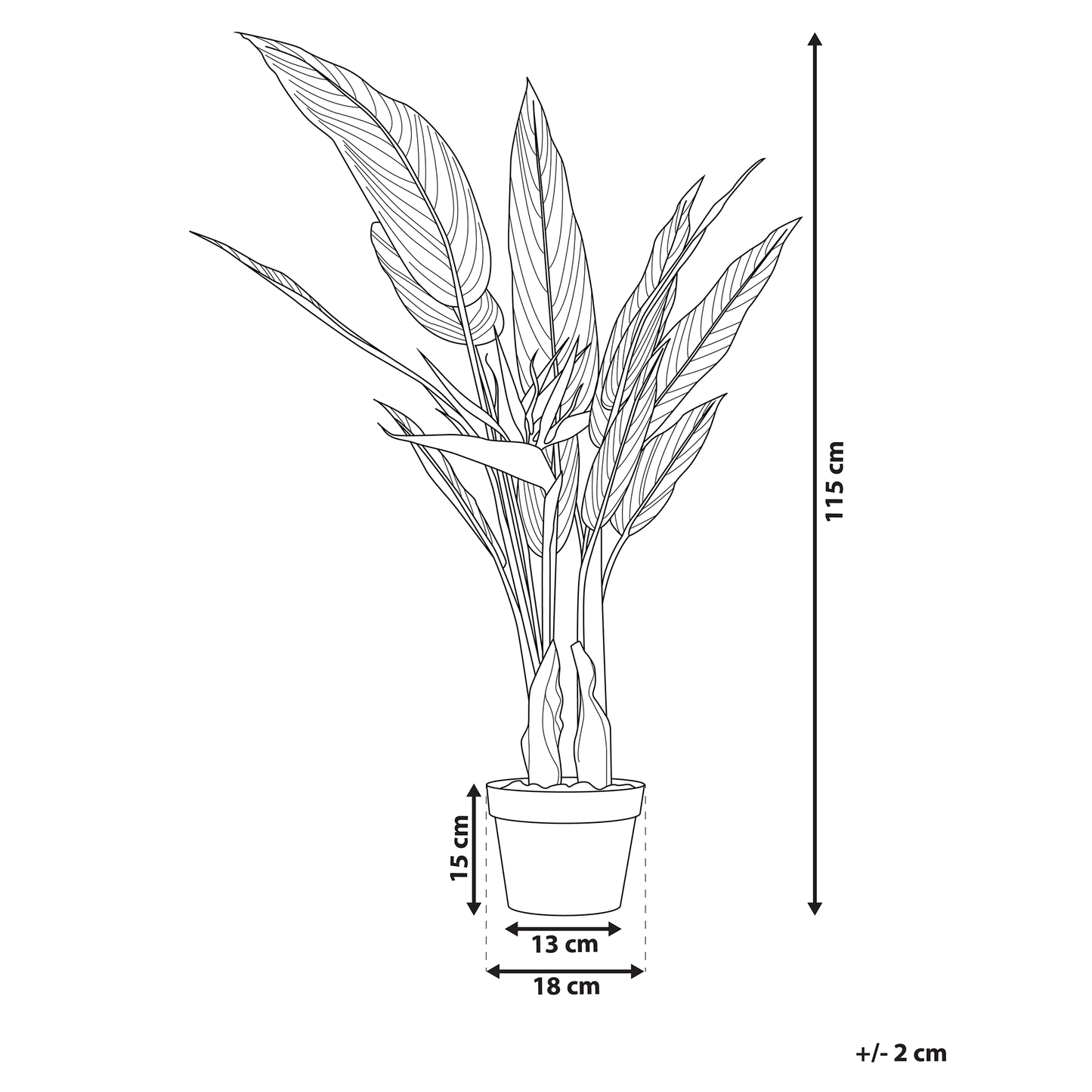 Strelitzia Tree Artificial 115cm Green Black LowMaintenance