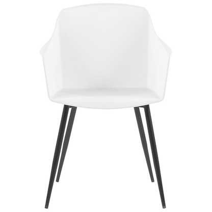 White Plastic Dining Chairs Set of 2 Minimalist Armchairs
