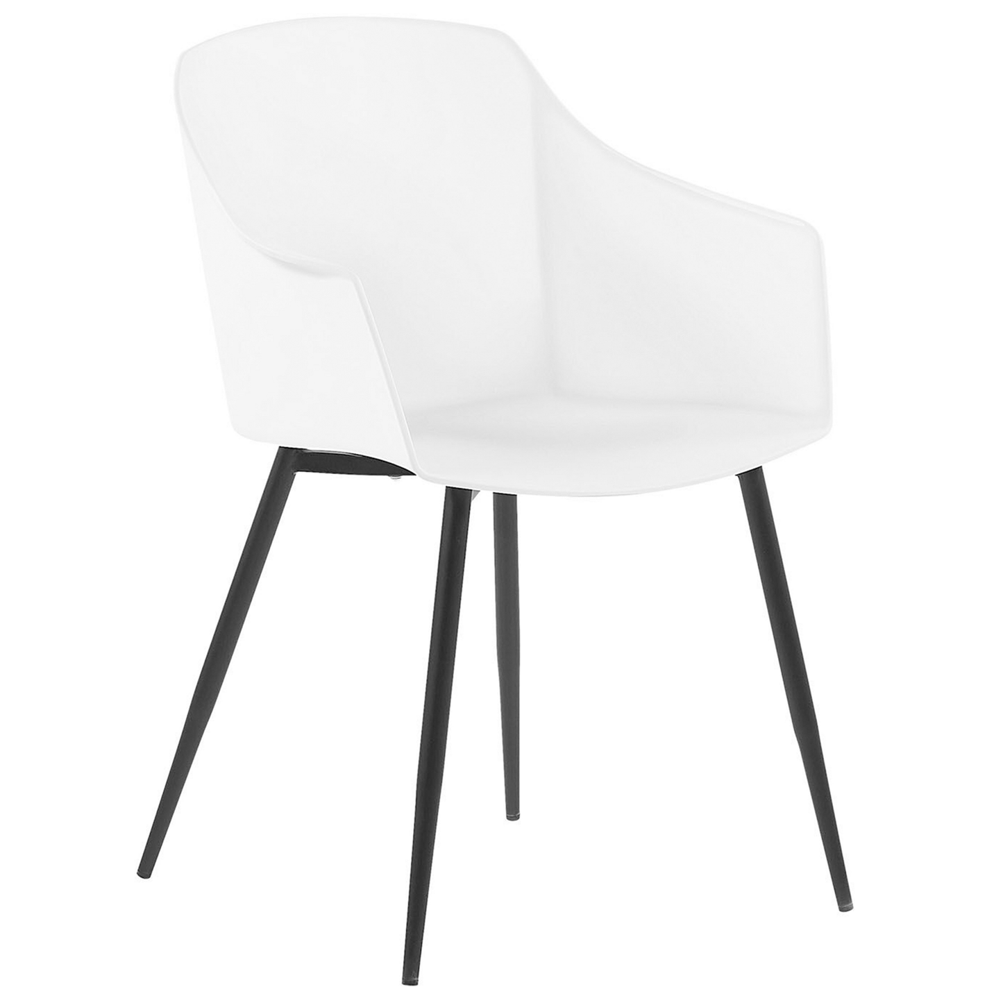 White Plastic Dining Chairs Set of 2 Minimalist Armchairs