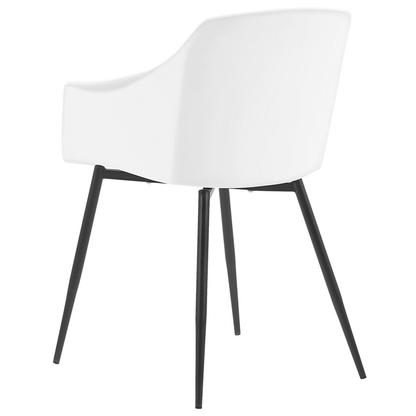 White Plastic Dining Chairs Set of 2 Minimalist Armchairs